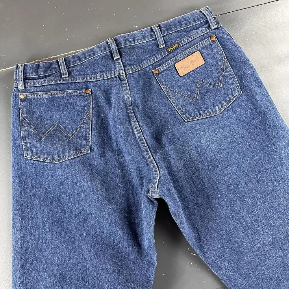 VTG Wrangler Jeans Mens 38x32 Blue Dark Wash All Cotton 13MWZ Made in USA - Picture 9 of 9